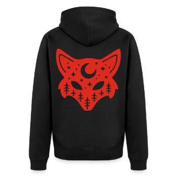 Rotfuchs-Totem der Natur - Unisex Premium Bio Zip Hoodie - Schwarz - Hinten - Nico (187cm)