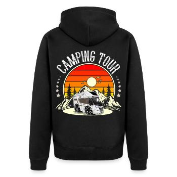 Camping Campen Camper Camping Tour - Unisex Premium Bio Zip Hoodie - Schwarz - Hinten - Nico (187cm)