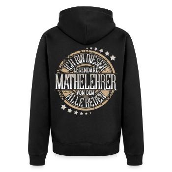 Mathelehrer - Unisex Premium Bio Zip Hoodie - Schwarz - Hinten - Nico (187cm)