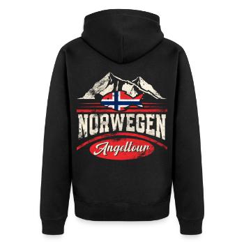 Norwegen Angeltour - Unisex Premium Bio Zip Hoodie - Schwarz - Hinten - Nico (187cm)