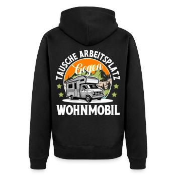 Camping Camper Campen - Unisex Premium Bio Zip Hoodie - Schwarz - Hinten - Nico (187cm)
