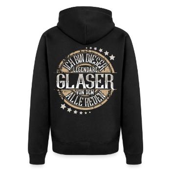 Glaser - Unisex Premium Bio Zip Hoodie - Schwarz - Hinten - Nico (187cm)