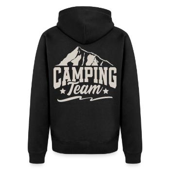 Camping Team Camper Campen - Unisex Premium Organic Zip Hoodie - black - Back - Nico (187cm)
