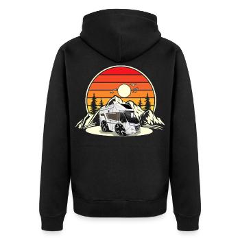 Camping Camper Campen - Unisex Premium Bio Zip Hoodie - Schwarz - Hinten - Nico (187cm)