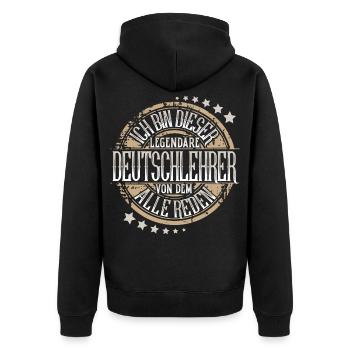 Deutschlehrer - Unisex Premium Bio Zip Hoodie - Schwarz - Hinten - Nico (187cm)