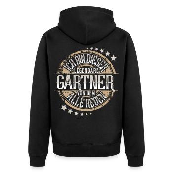 Gärtner - Unisex Premium Bio Zip Hoodie - Schwarz - Hinten - Nico (187cm)
