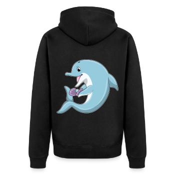 Dolphin Pearl - Unisex Premium Organic Zip Hoodie - black - Back - Nico (187cm)