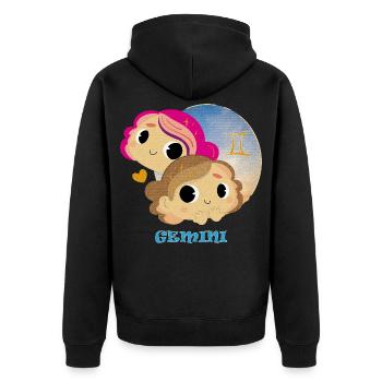 Sternzeichen Zwillinge - Unisex Premium Bio Zip Hoodie - Schwarz - Hinten - Nico (187cm)