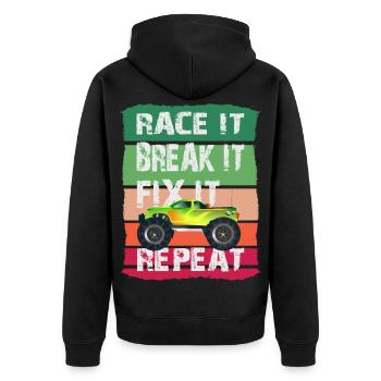 RC Modell Auto - Unisex Premium Bio Zip Hoodie - Schwarz - Hinten - Nico (187cm)