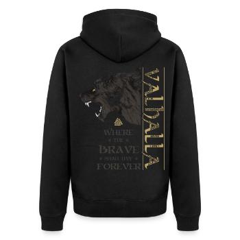 Valhalla Viking Bear Grizzly Bear Wotan Knots - Unisex Premium Organic Zip Hoodie - black - Back - Nico (187cm)