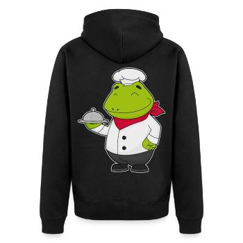Cuisinier grenouille servant la cuisine de cloches - Veste à capuche bio Premium Unisexe - noir - Dos - Nico (187cm)