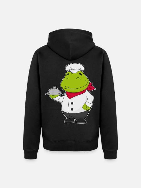 Frog Cook Serving Bell Cooking - Unisex Premium Organic Zip Hoodie - black