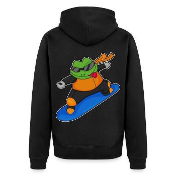 Frog Snowboarder Snowboard - Unisex Premium Organic Zip Hoodie - black - Back - Nico (187cm)