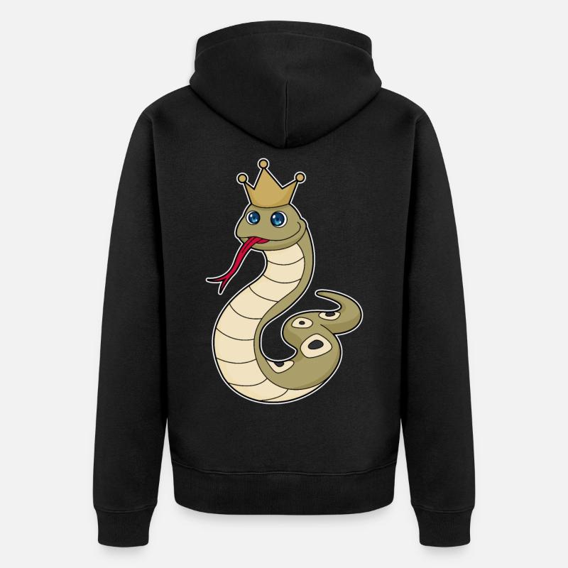 Serpent comme roi avec couronne - Veste à capuche bio Premium Unisexe - noir