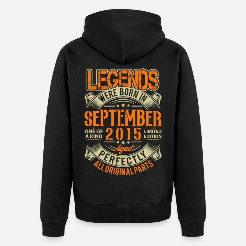 Légende d’anniversaire de septembre 2015 - Veste à capuche bio Premium Unisexe - noir