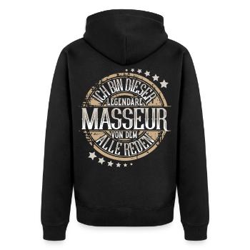 Masseur - Unisex Premium Bio Zip Hoodie - Schwarz - Hinten - Nico (187cm)