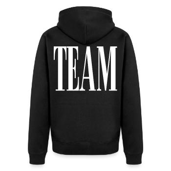 Team - Unisex Premium Bio Zip Hoodie - Schwarz - Hinten - Nico (187cm)