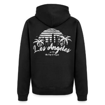 Coucher de soleil à Los Angeles - Veste à capuche bio Premium Unisexe - noir - Dos - Nico (187cm)