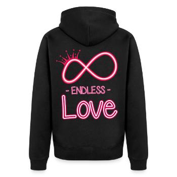 ewige liebe Symbol - Unisex Premium Bio Zip Hoodie - Schwarz - Hinten - Nico (187cm)