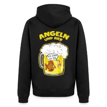 Angeln - Unisex Premium Bio Zip Hoodie - Schwarz - Hinten - Nico (187cm)
