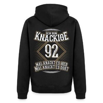 92. Geburtstag Lustig Geschenk - Unisex Premium Bio Zip Hoodie - Schwarz - Hinten - Nico (187cm)