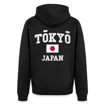 Tokyo Japan Retro Logo - Unisex Premium Bio Zip Hoodie - Schwarz - Hinten - Nico (187cm)