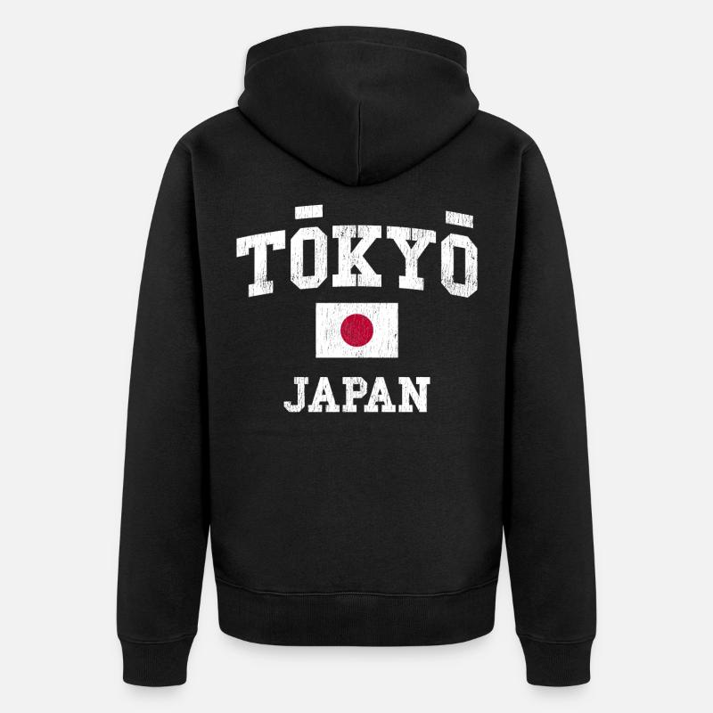Logo rétro Tokyo Japon - Veste à capuche bio Premium Unisexe - noir