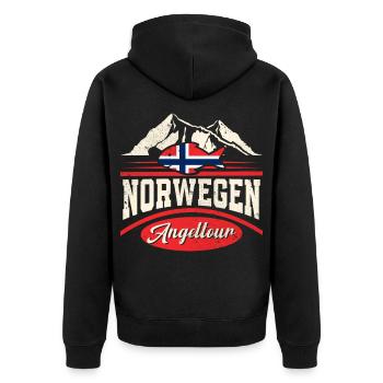 Norwegen Angeltour Angeln Angler - Unisex Premium Bio Zip Hoodie - Schwarz - Hinten - Nico (187cm)