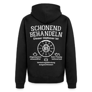 85. Geburtstag Schonend Behandeln Oldtimer Ist 85 - Unisex Premium Bio Zip Hoodie - Schwarz - Hinten - Nico (187cm)