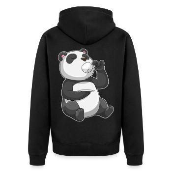 Panda Tasse - Unisex Premium Bio Zip Hoodie - Schwarz - Hinten - Nico (187cm)