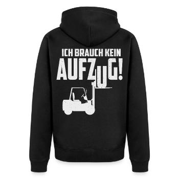 Gabelstapler Führerschein - Unisex Premium Bio Zip Hoodie - Schwarz - Hinten - Nico (187cm)