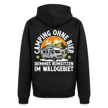 Camping Camper Campen - Unisex Premium Bio Zip Hoodie - Schwarz - Hinten - Nico (187cm)