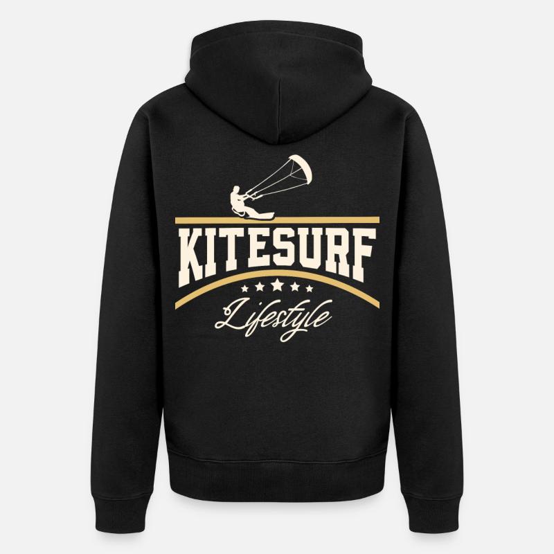Kitesurfen Kitesurf Kitesurfer Kiteboard - Veste à capuche bio Premium Unisexe - noir