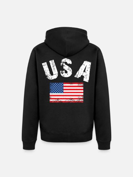 Drapeau des États-Unis - Veste à capuche bio Premium Unisexe - noir