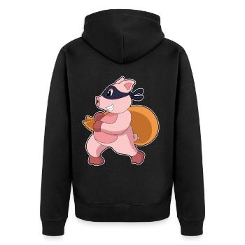 Sac à argent du bandit cochon - Veste à capuche bio Premium Unisexe - noir - Dos - Nico (187cm)