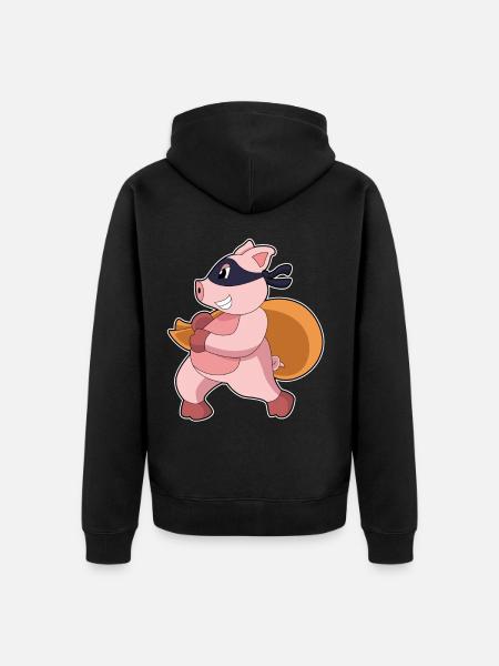 Schwein Bandit Geldsack - Unisex Premium Bio Zip Hoodie - Schwarz