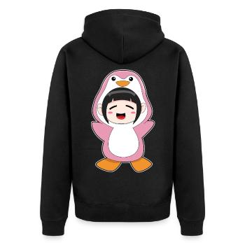 Costume de Fille Pingouin - Veste à capuche bio Premium Unisexe - noir - Dos - Nico (187cm)