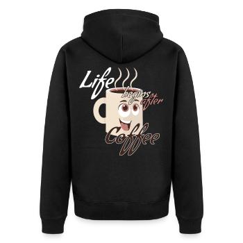 La vie commence après un cadeau de café - Veste à capuche bio Premium Unisexe - noir - Dos - Nico (187cm)