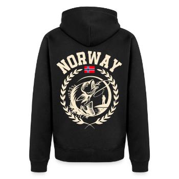 Norvège Pêche - Veste à capuche bio Premium Unisexe - noir - Dos - Nico (187cm)
