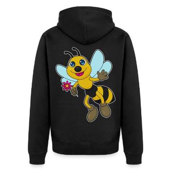 Biene Blume - Unisex Premium Bio Zip Hoodie - Schwarz - Hinten - Nico (187cm)