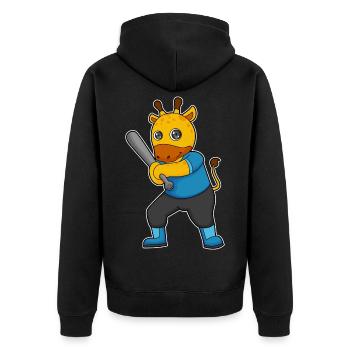 Giraffe Baseball Baseball Bat - Unisex Premium Organic Zip Hoodie - black - Back - Nico (187cm)