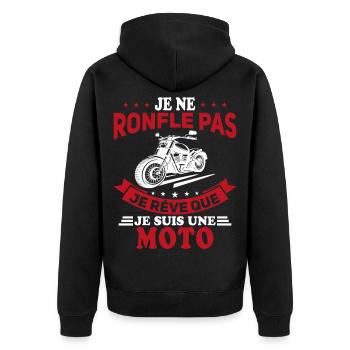 Je Ne Ronfle Pas Je Rêve Que Je Suis Une Moto - Veste à capuche bio Premium Unisexe - noir - Dos - Nico (187cm)