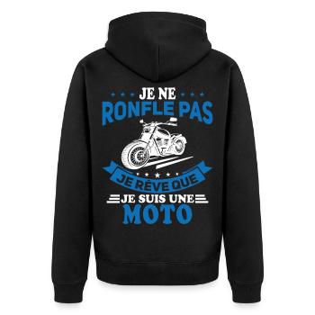 Je Ne Ronfle Pas Je Rêve Que Je Suis Une Moto - Veste à capuche bio Premium Unisexe - noir - Dos - Nico (187cm)