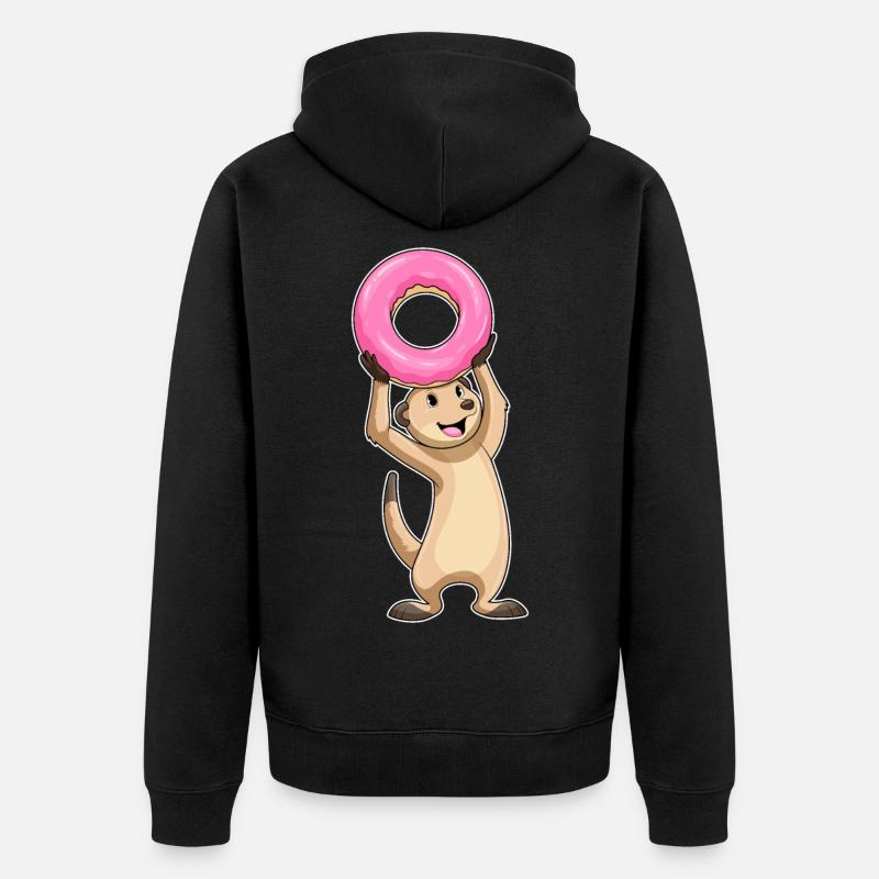 Erdmännchen Donut - Unisex Premium Bio Zip Hoodie - Schwarz