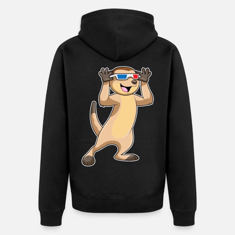 Suricates avec lunettes - Veste à capuche bio Premium Unisexe - noir