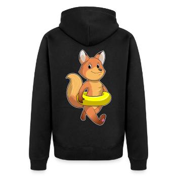 Fuchs Schwimmen Schwimmring Sommer - Unisex Premium Bio Zip Hoodie - Schwarz - Hinten - Nico (187cm)