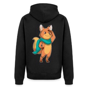 Fox Scarf - Unisex Premium Organic Zip Hoodie - black - Back - Nico (187cm)