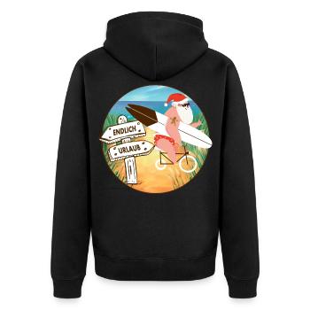Weihnachtsmann macht Urlaub - Unisex Premium Bio Zip Hoodie - Schwarz - Hinten - Nico (187cm)