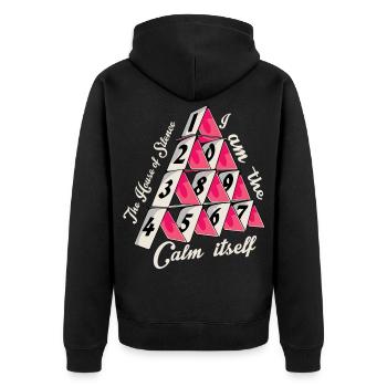 Le château de cartes du silence - Veste à capuche bio Premium Unisexe - noir - Dos - Nico (187cm)