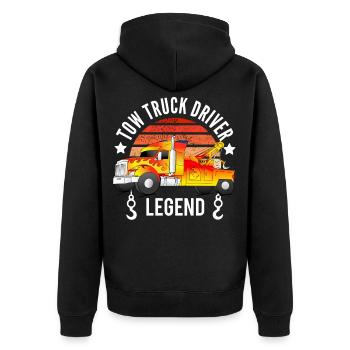 Tow truck driver legend - Unisex Premium Organic Zip Hoodie - black - Back - Nico (187cm)